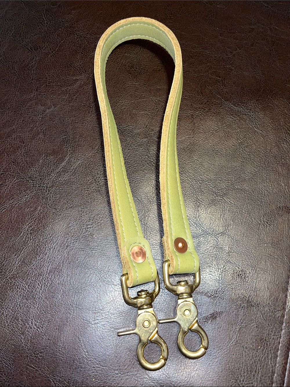 Leather shoulder Strap in olive Green with Brass Hardware